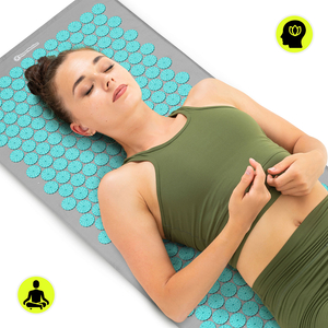 Esterilla de acupresión grande con almohada y funda - 130 cm HyperMotion gris-menta