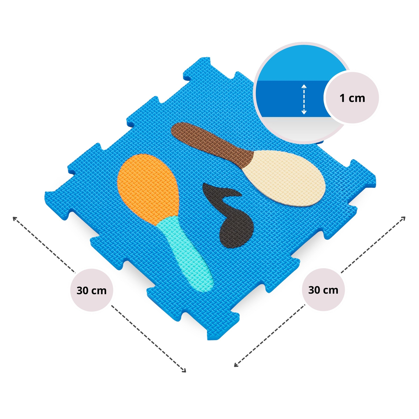 Alfombra educativa rompecabezas de espuma 90 x 90 x 1 cm - espuma EVA - patrón: instrumentos