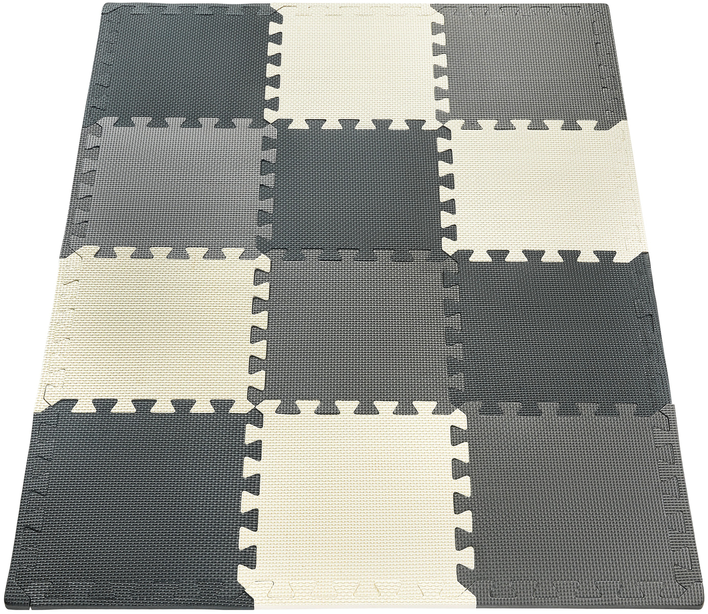 Puzzle de espuma 12 uds. - tapete educativo de espuma 120 x 90 x 1,2 cm con borde - gris