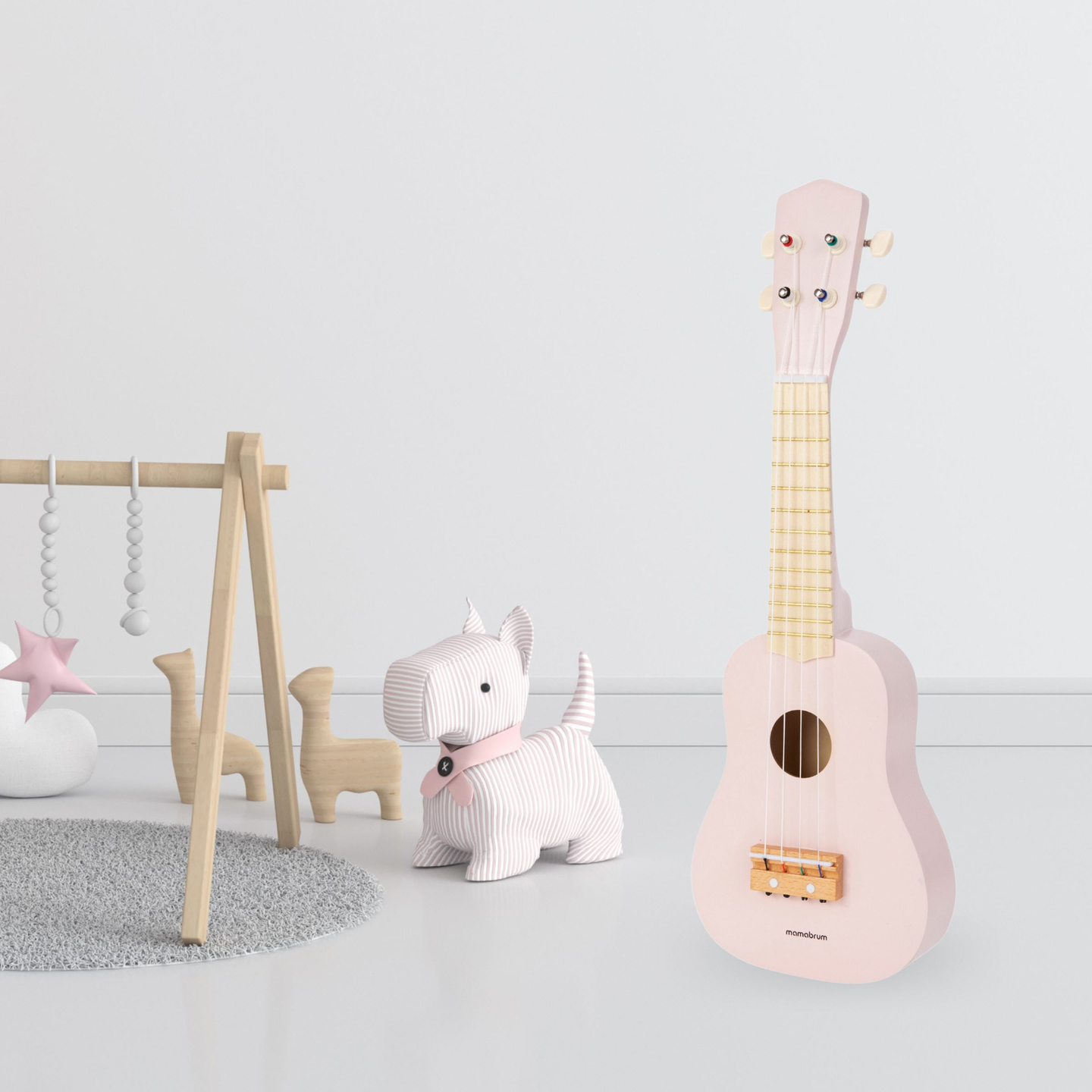 Guitarra de madera para niños - ukelele - rosa