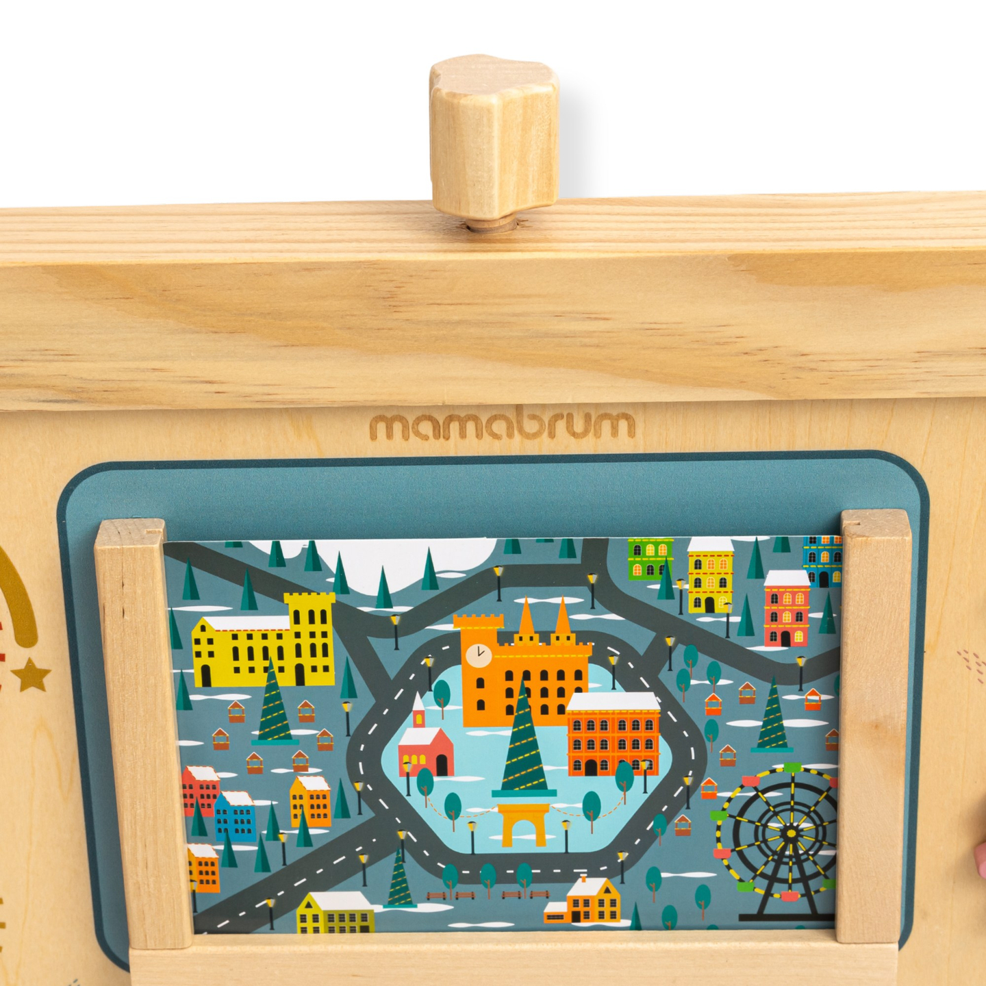 Tablero Montessori de madera 2 en 1 para el pequeño conductor y piloto: volante, palanca de cambios, mapas de viaje, radar