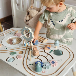 Mesa de madera educativa 10en1 con animales y tren