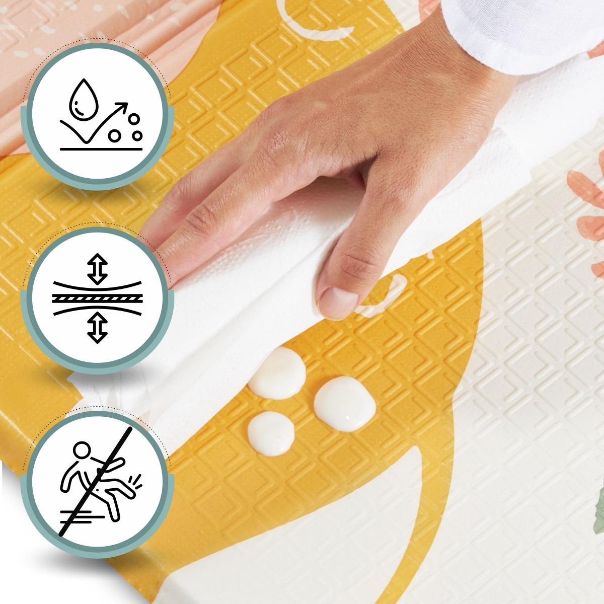 Estera de espuma plegable por las dos caras 180 x 120 x 1cm - Elefantes exóticos/Gris delicado