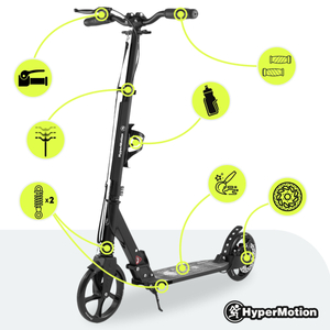 Scooter de dos ruedas para jóvenes adultos - con amortiguador - HyperMotion Skyline - negro, aluminio - 100kg