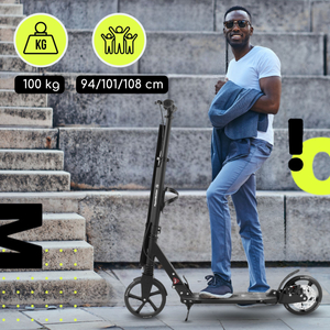 Scooter de dos ruedas para jóvenes adultos - con amortiguador - HyperMotion Skyline - negro, aluminio - 100kg