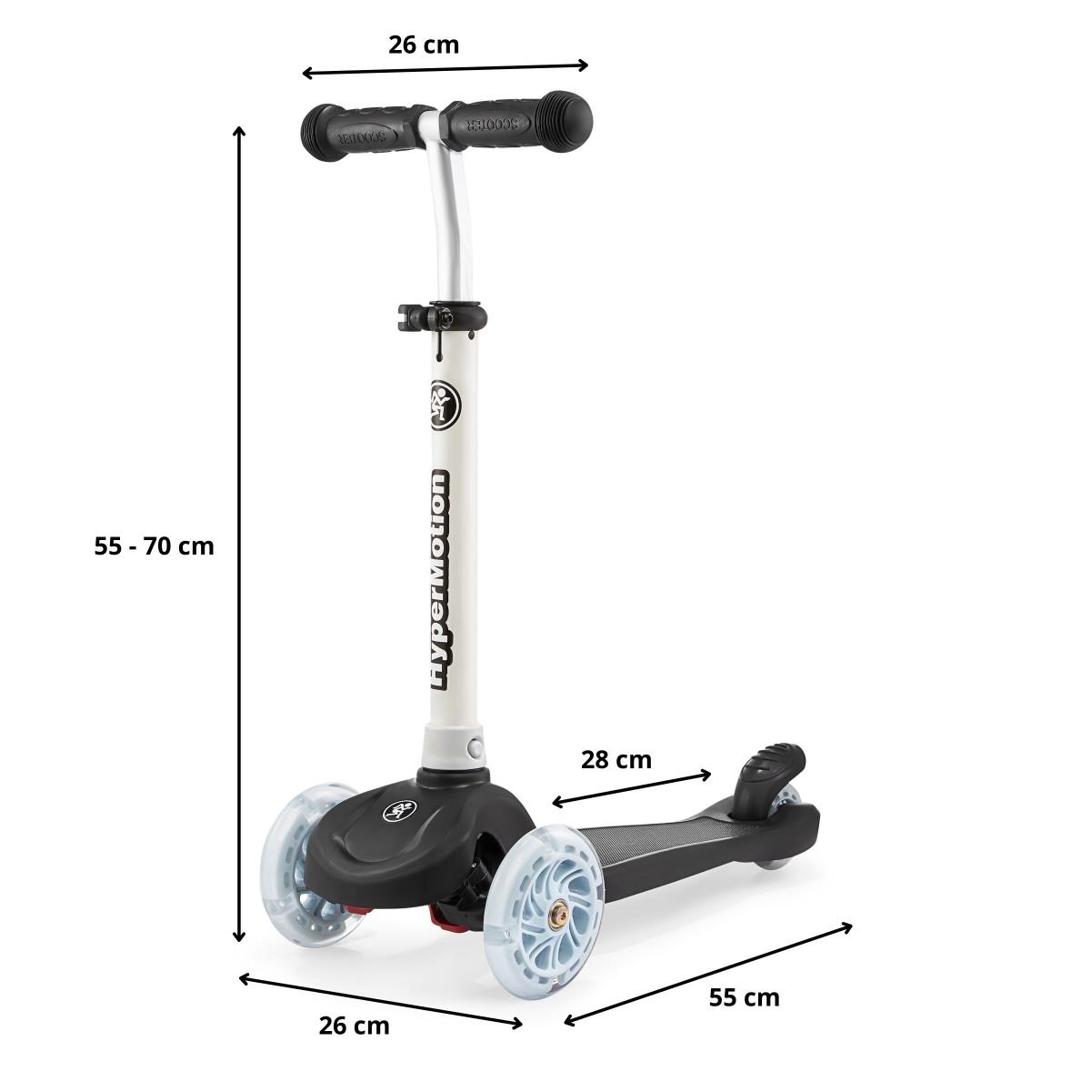 TRINGO scooter de tres ruedas, 3-8 años - negro + ruedas LED brillantes