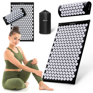 Esterilla de acupresión con almohada y funda - 72 cm HyperMotion blanco y negro