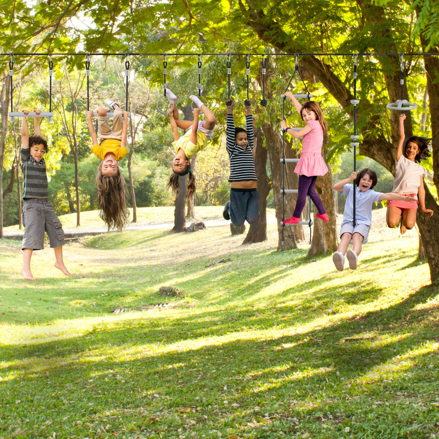 Carrera de obstáculos ninja para niños - HyperMotion slackline set - 10 obstáculos