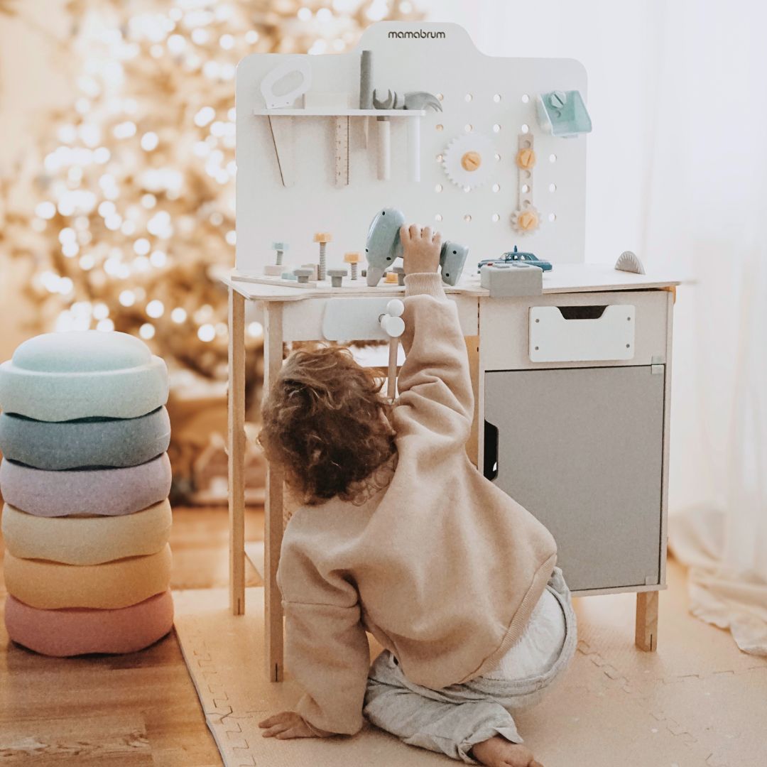 Gran taller de madera con herramientas XXL - set de bricolaje, 74 elementos