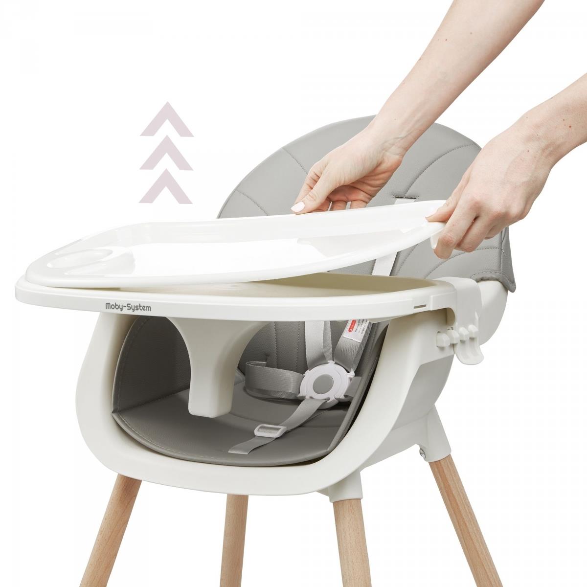 Silla de comer AMELIA 3en1 Moby-System, gris