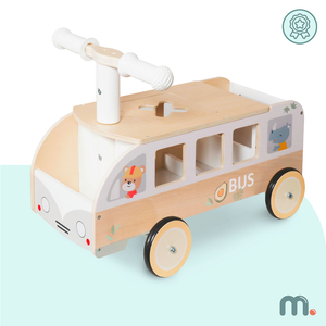 Autobús de madera para niños - Autobús con compartimentos de almacenamiento y espacio para peluches