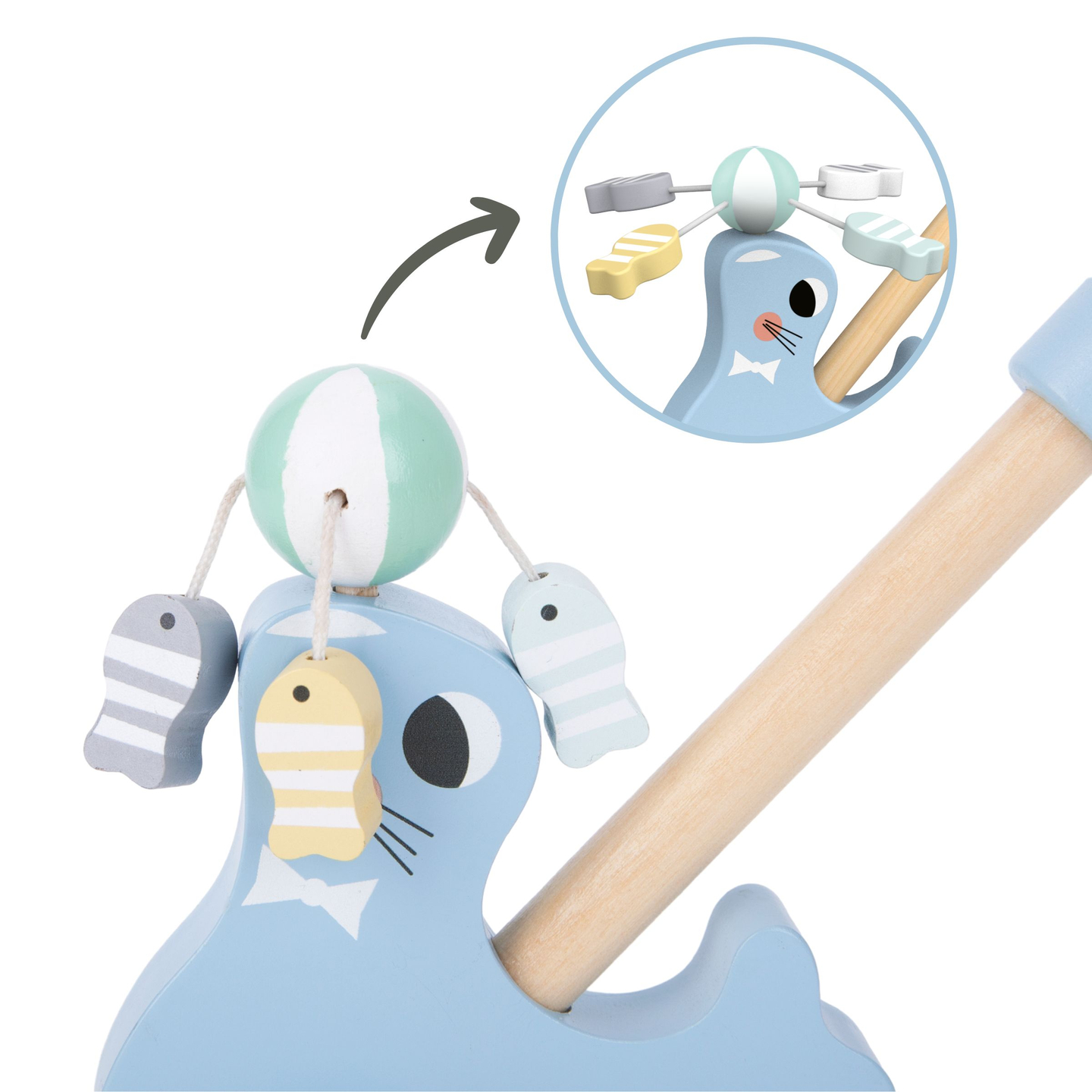 Sello de madera con palo para empujar - empujador