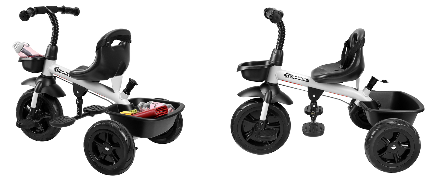 Triciclo HyperMotion TOBI VECTOR: ruedas infladas permanentemente + empujador. Color: gris claro.