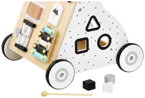 Andador/empujador educativo de madera para niños - tablero de manipulación