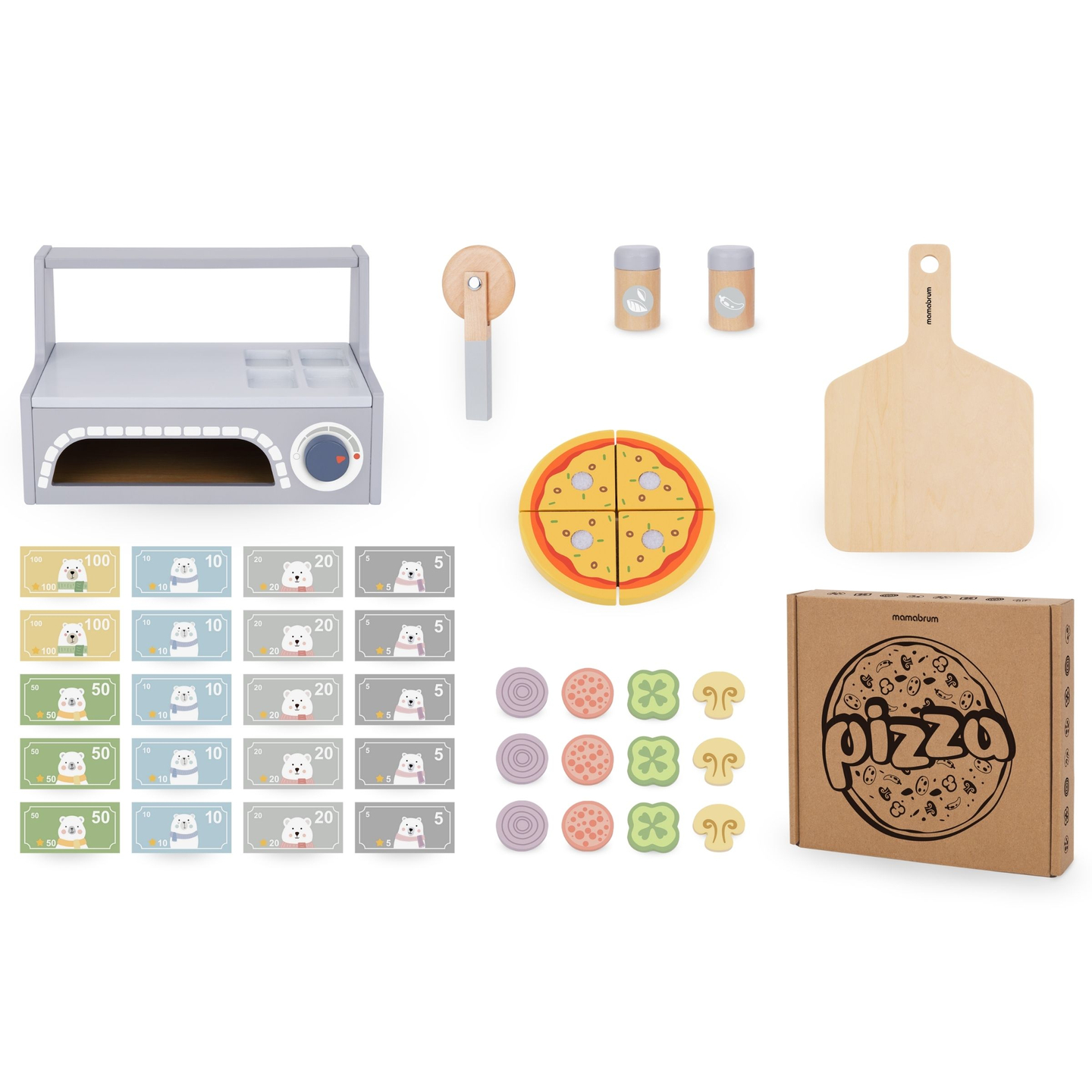 Set para hornear pizzas de madera.