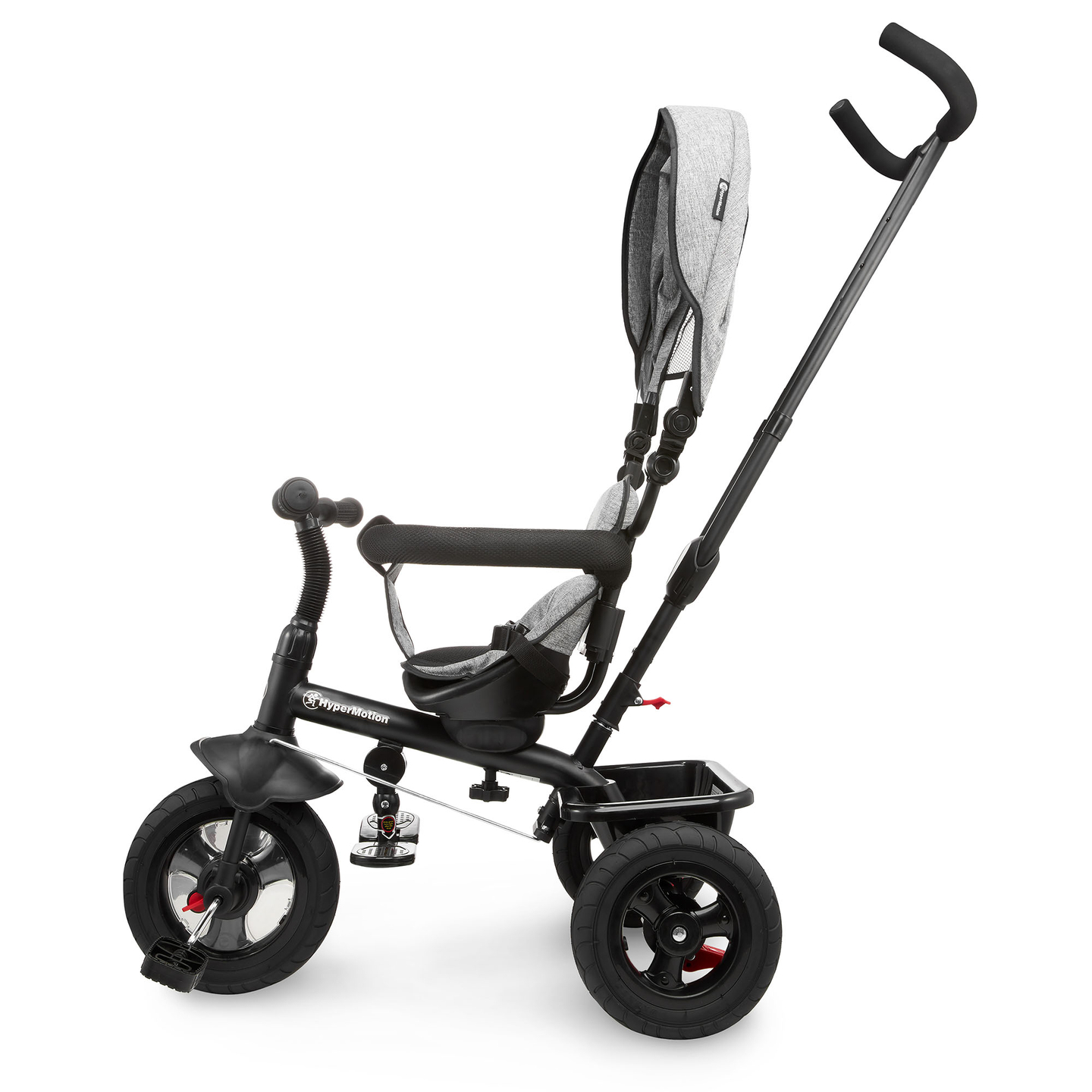 Triciclo para niños de 1 a 4 años - TOBI FREY - color gris - giratorio - ruedas hinchables + empujador