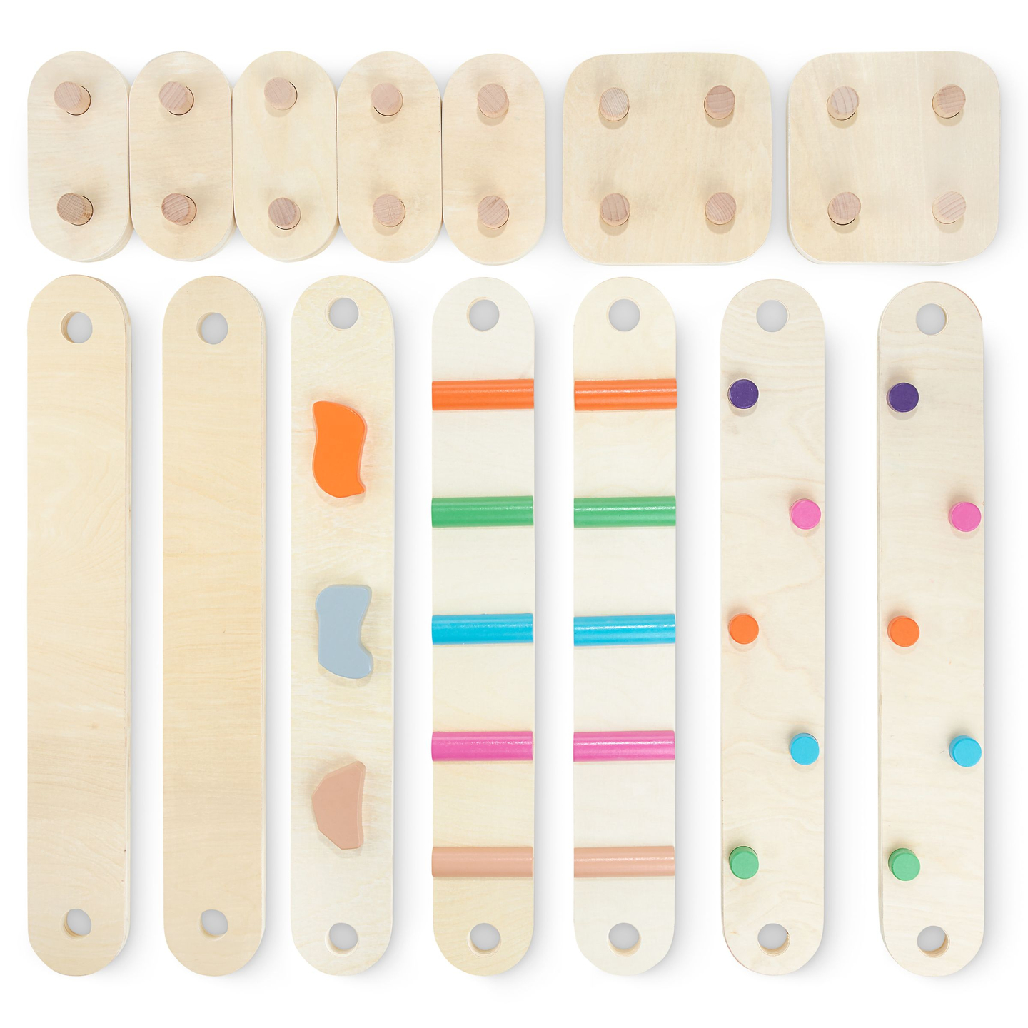 Pista de equilibrio de madera - camino sensorial - 14 elementos