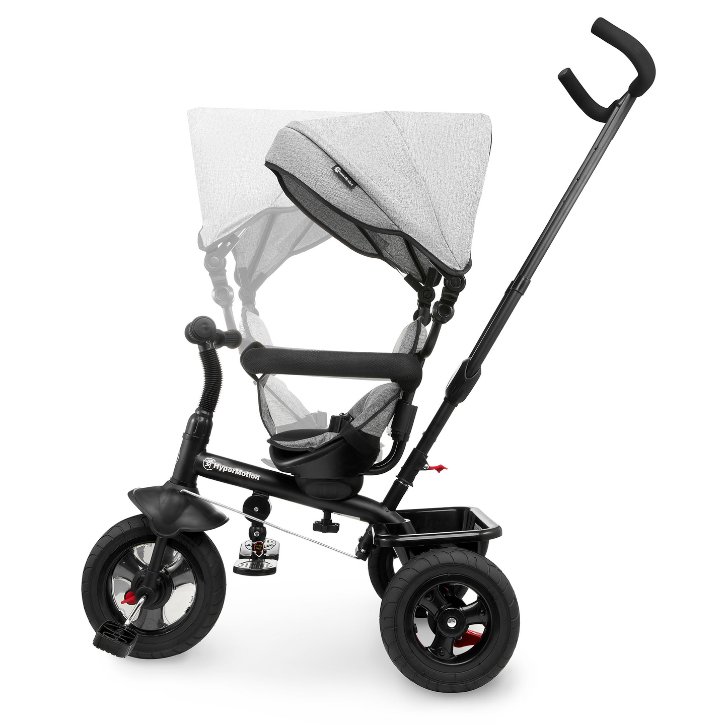 Triciclo para niños de 1 a 4 años - TOBI FREY - color gris - giratorio - ruedas hinchables + empujador