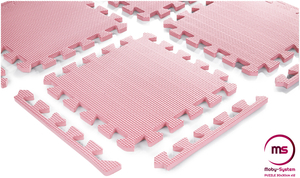 Puzzle de espuma 12 uds. - tapete educativo de espuma 120 x 90 x 1,2 cm con borde - rosa