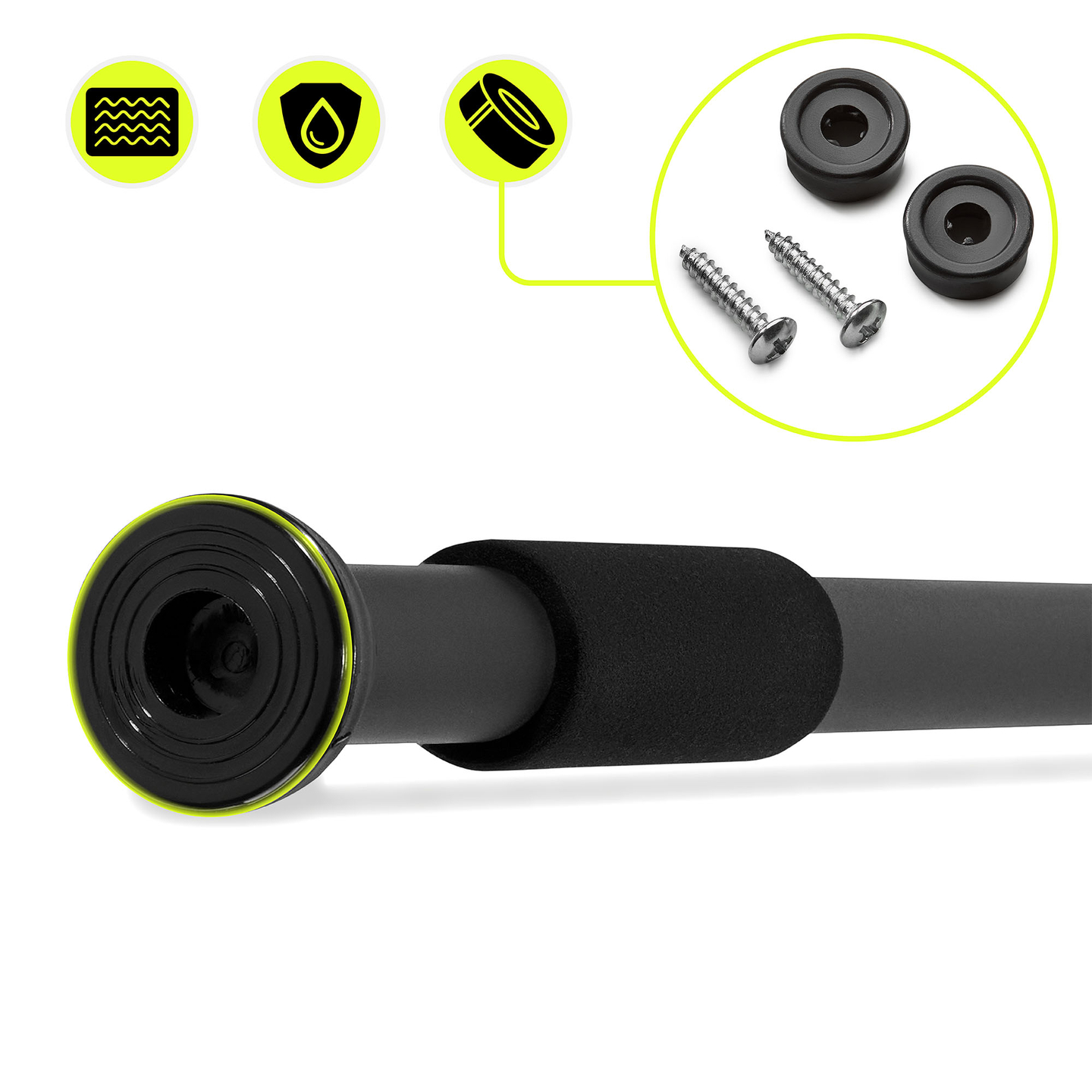 Barra de dominadas ajustable HyperMotion 80-130 cm, 150 kg, negra