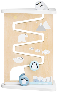 Tablero de manipulación sensorial de madera de doble cara.