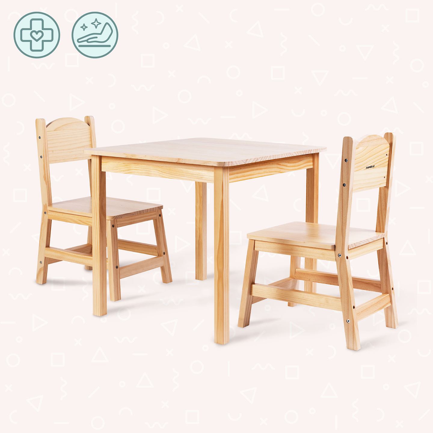 Mesa de madera y 2 sillas - conjunto para niños