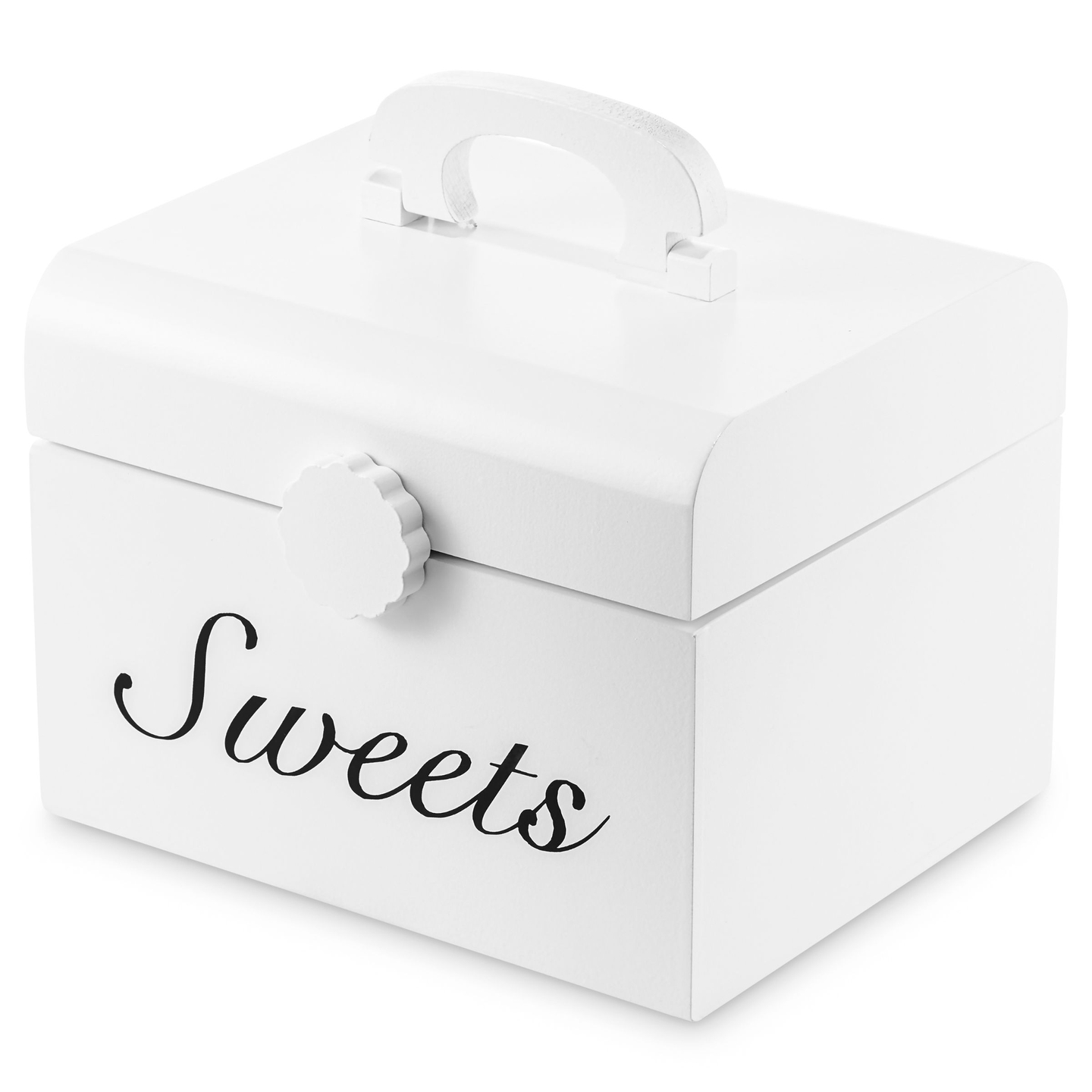 Caja de madera con dulces para cortar, confitería.