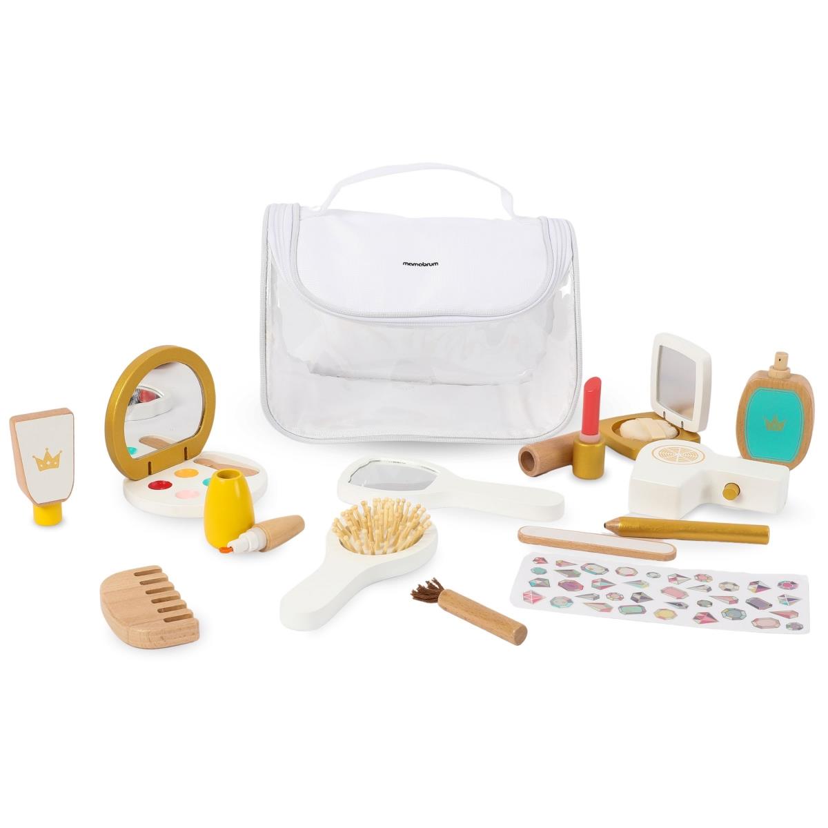 Set de maquillaje para niños - neceser de maquillaje + accesorios de madera, 15 artículos