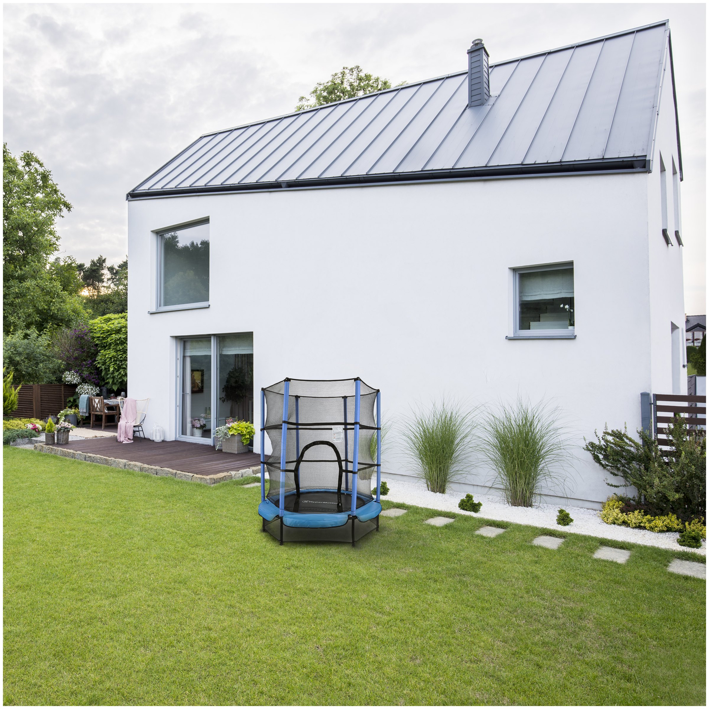 Trampolín de 140 cm con red protectora - para niños de 3 a 6 años - para casa y jardín