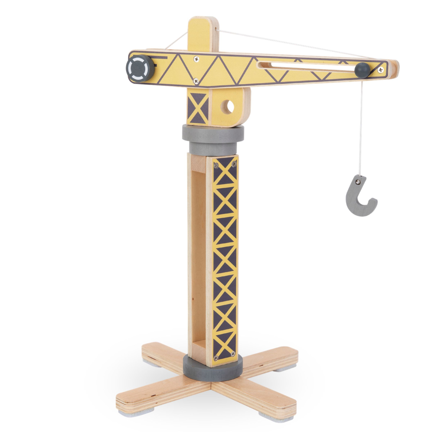 Sitio de construcción de madera con grandes grúas móviles y vehículos, grúa torre