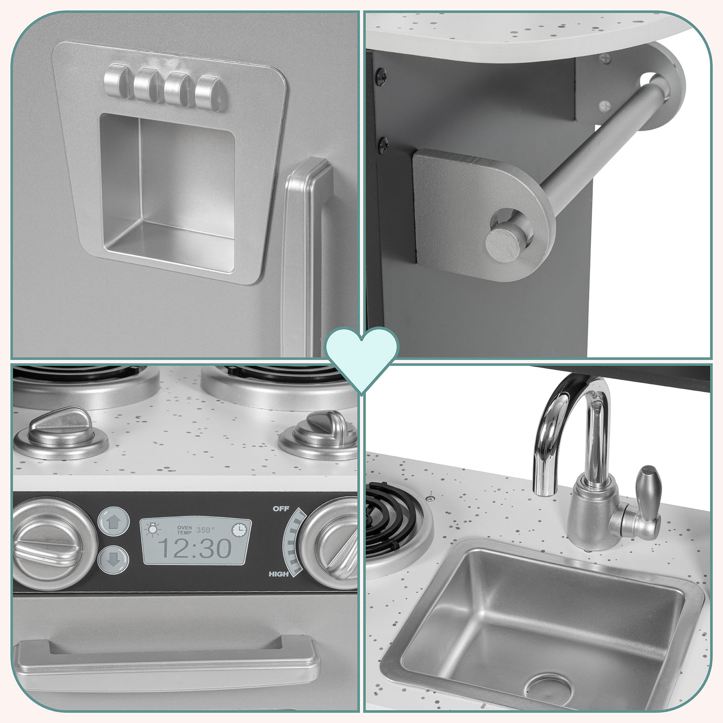 Cocina XXL de madera con iluminación LED, delantal y accesorios.