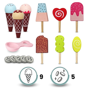 Heladería de madera para niños - carrito con ruedas con accesorios