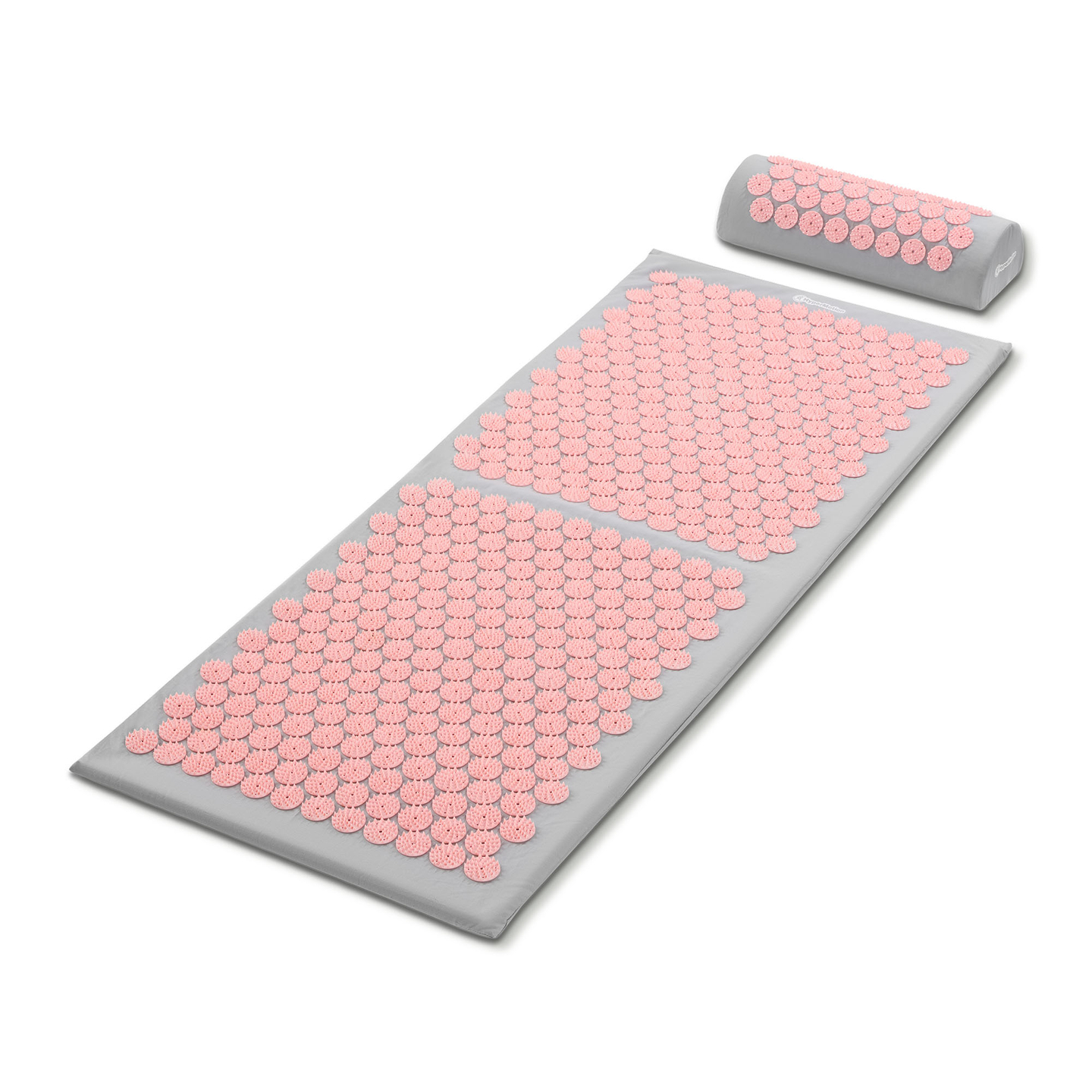 Esterilla de acupresión grande con almohada y funda - 130 cm HyperMotion gris y rosa