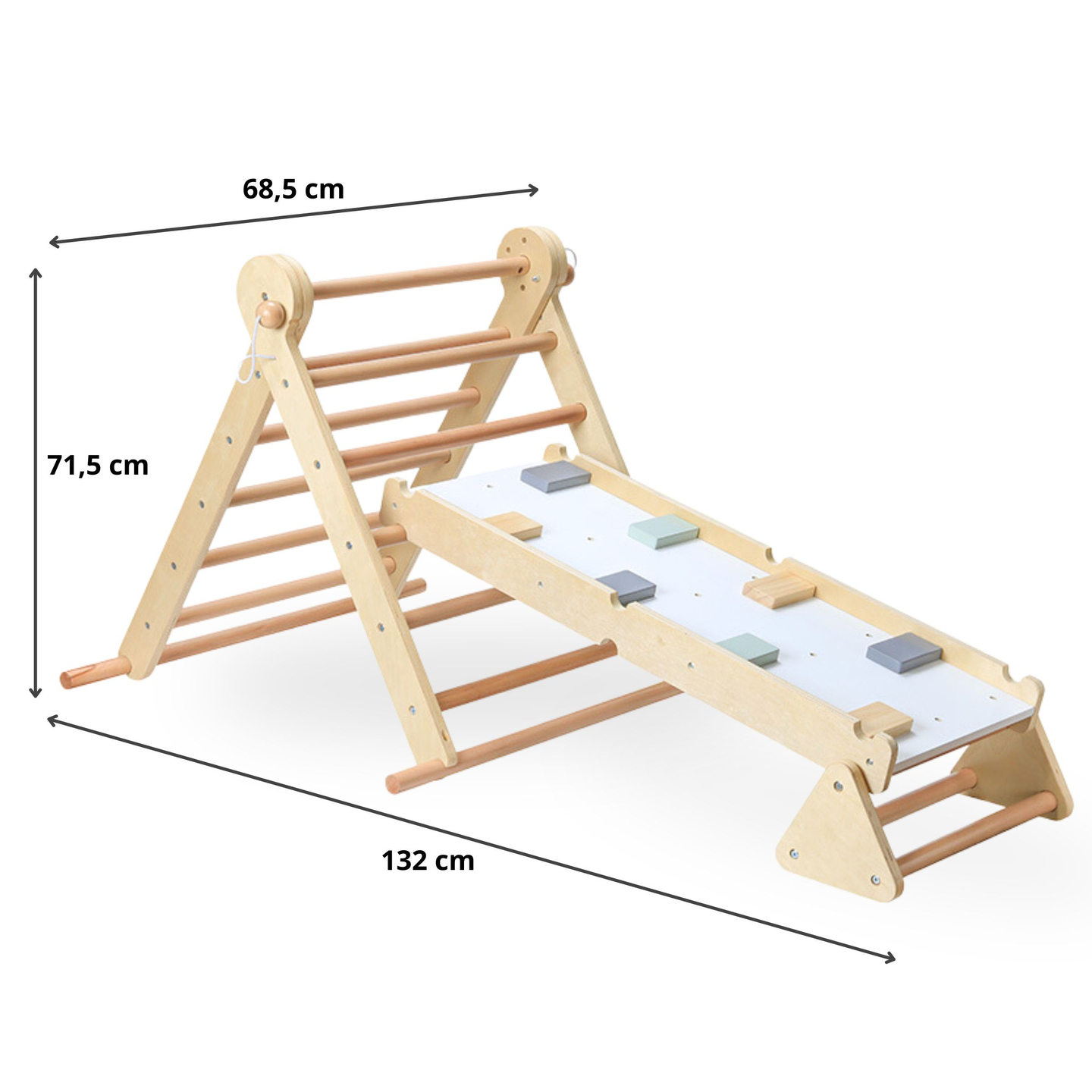 Parque infantil de madera para niños - escalera + rocódromo + barra de equilibrio - Triángulo de Pikler