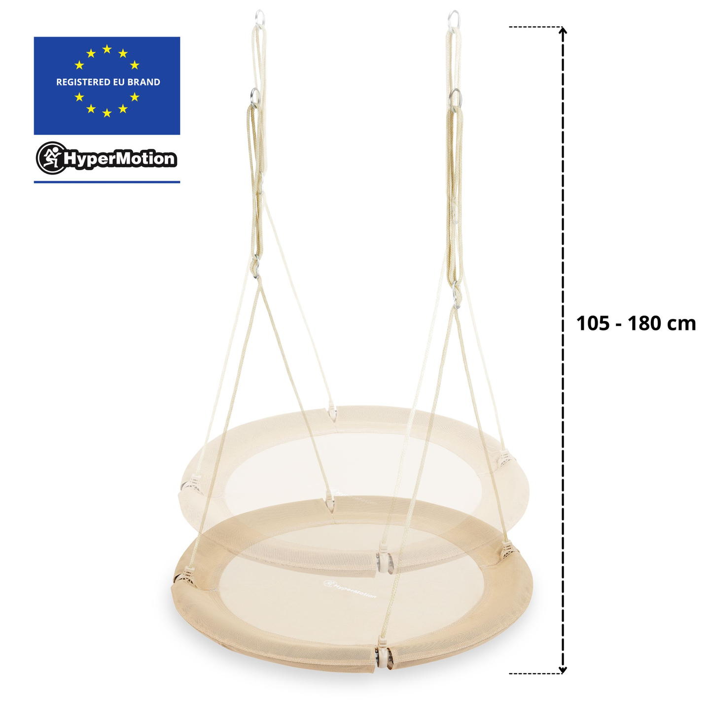 Columpio nido de cigüeña HyperMotion - 100 cm de diámetro, color beige boho