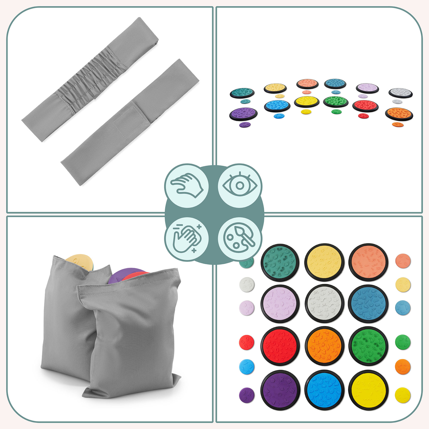 Discos sensoriales de colores para niños - 24 piezas