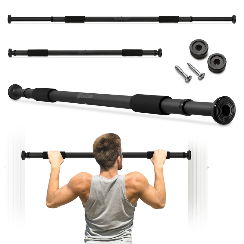 Barra de dominadas ajustable HyperMotion 80-130 cm, 150 kg, negra