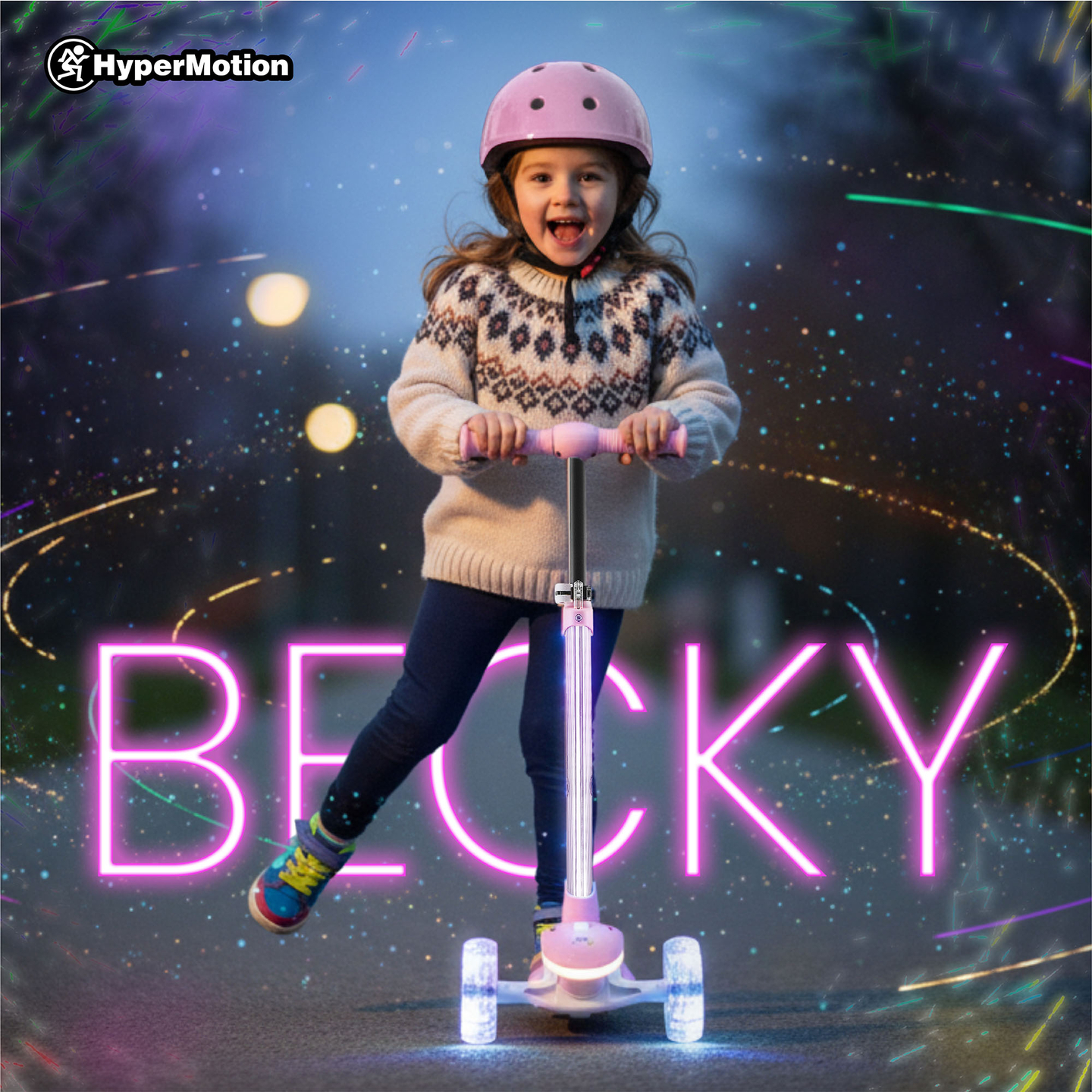 Patinete eléctrico HyperMotion BECKY - Iluminación LED RGB, rosa