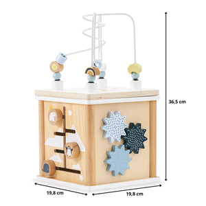 Cubo educativo de madera con formas entrelazadas - clasificador de formas
