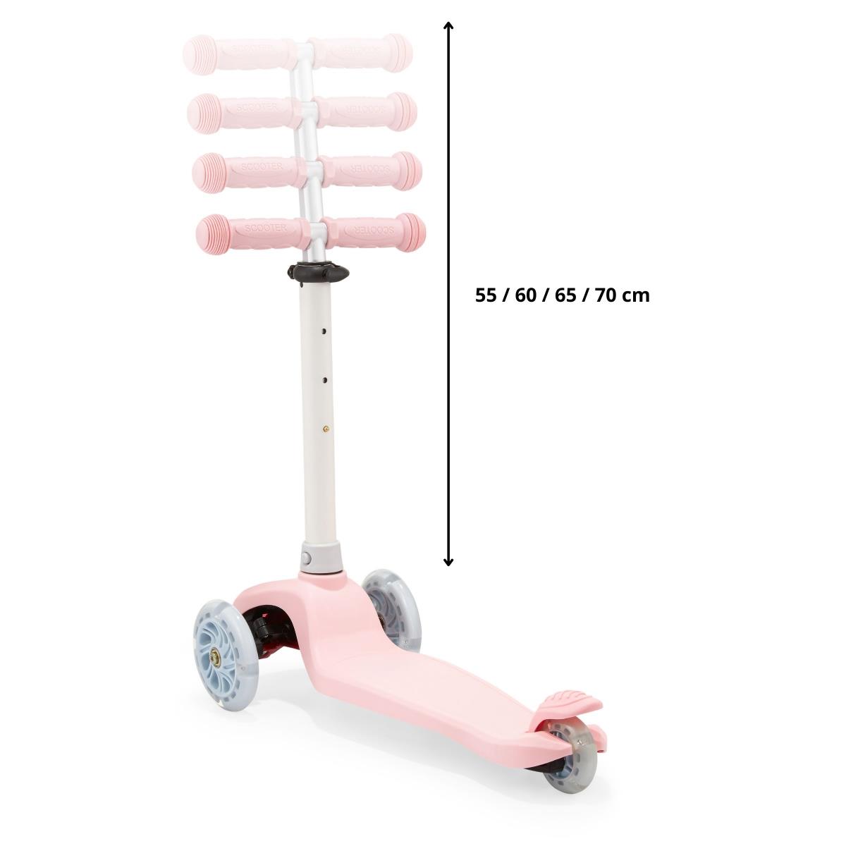 TRINGO scooter de tres ruedas, 3-8 años - rosa + ruedas LED brillantes