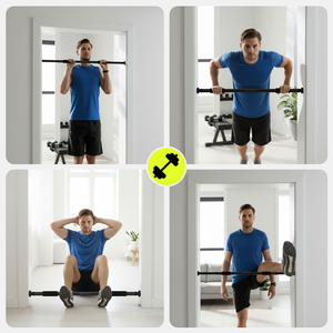 Barra de dominadas ajustable HyperMotion 80-130 cm, 150 kg, negra