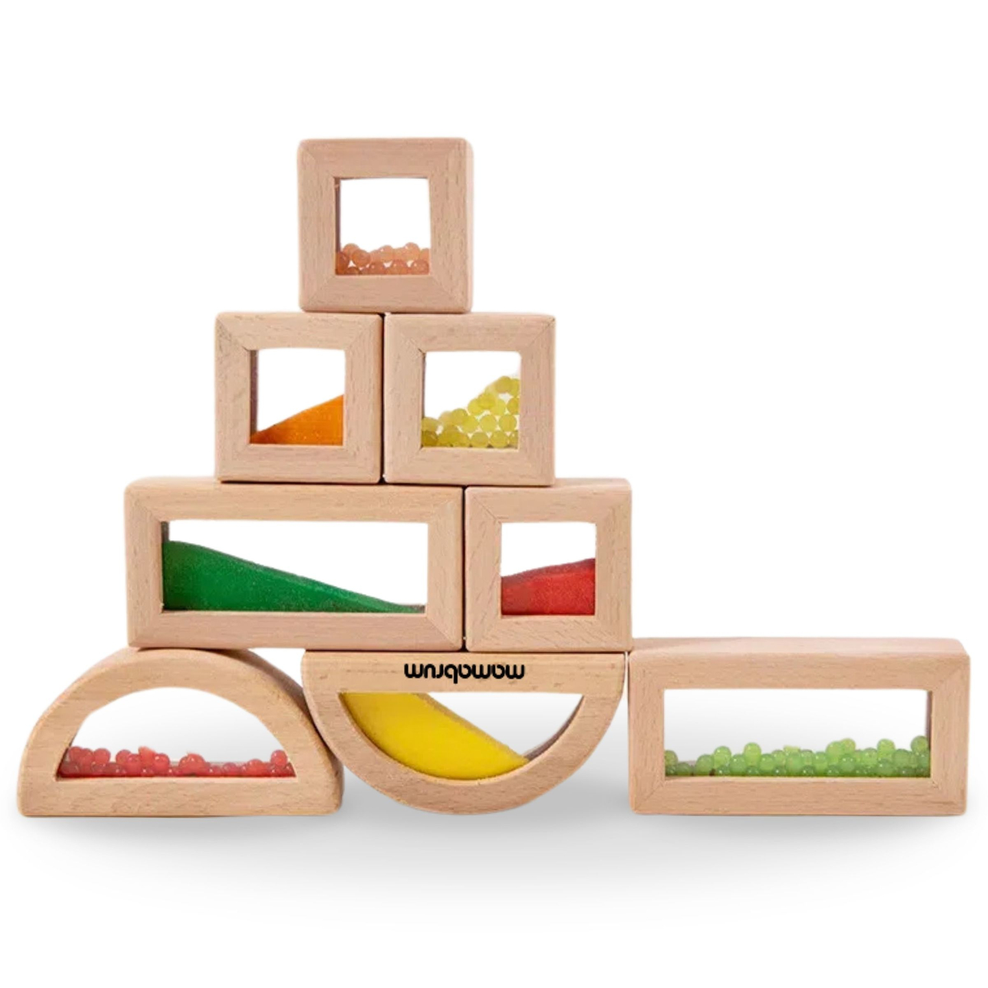 Juego de bloques sensoriales de madera con diferentes rellenos - 15 piezas