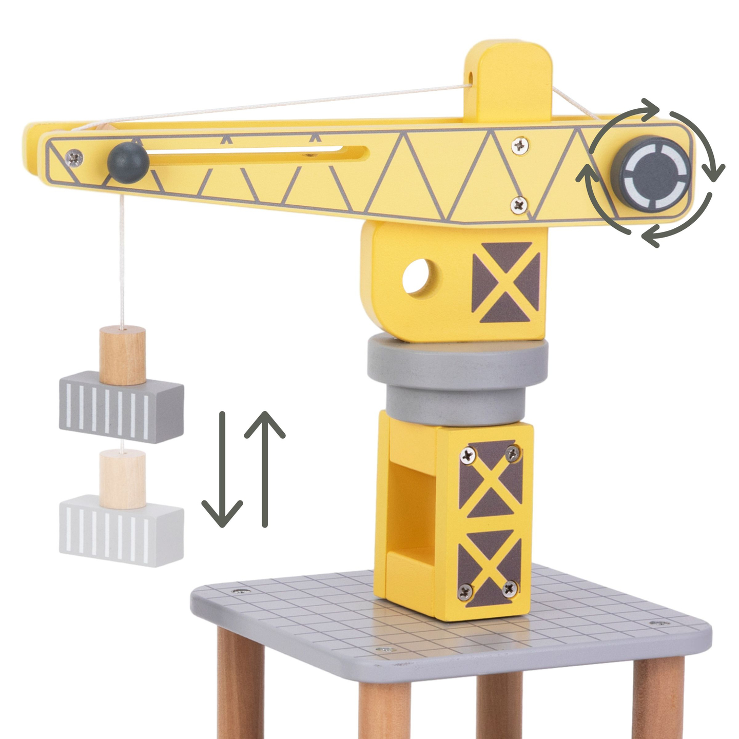 Grúa portuaria móvil con cabrestante magnético y accesorios - set de madera