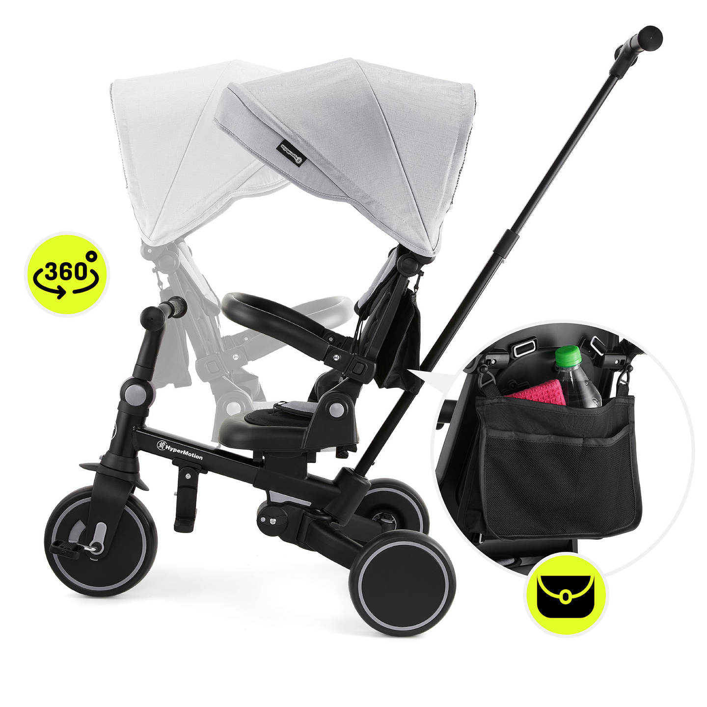 8en1 triciclo multifuncional TOBI FOREST - gris