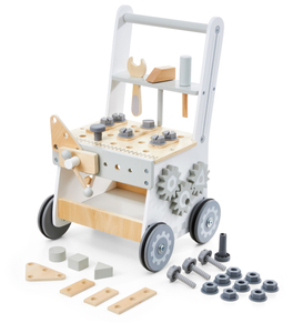 Andador de madera 3en1, empujador + taller - 47 elementos