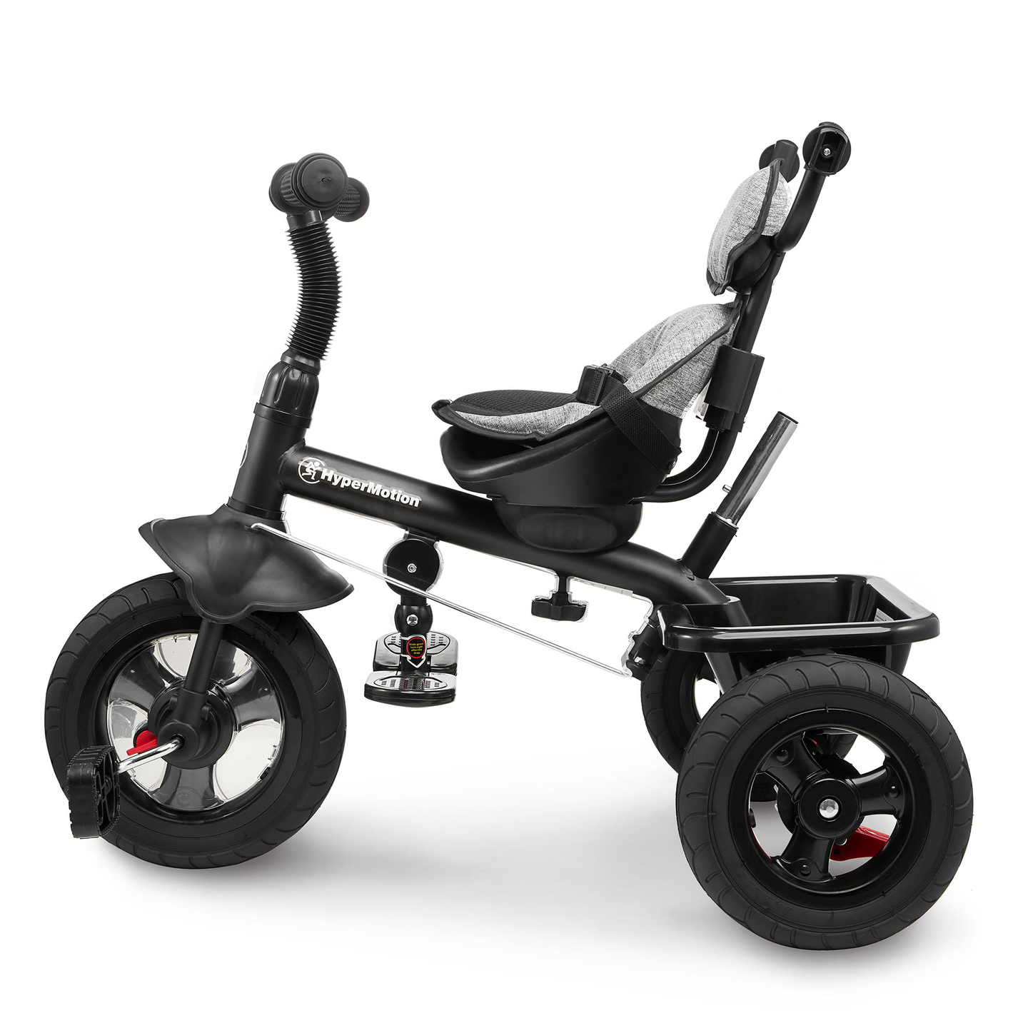 Triciclo para niños de 1 a 4 años - TOBI FREY - color gris - giratorio - ruedas hinchables + empujador