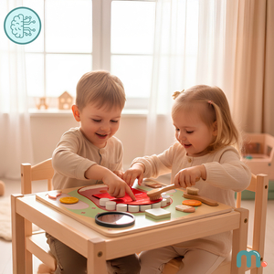 Tablero educativo Montessori de madera Pequeño Dentista: cepillo de dientes, pasta, dientes extraíbles, espejo, comida, sabores de aprendizaje