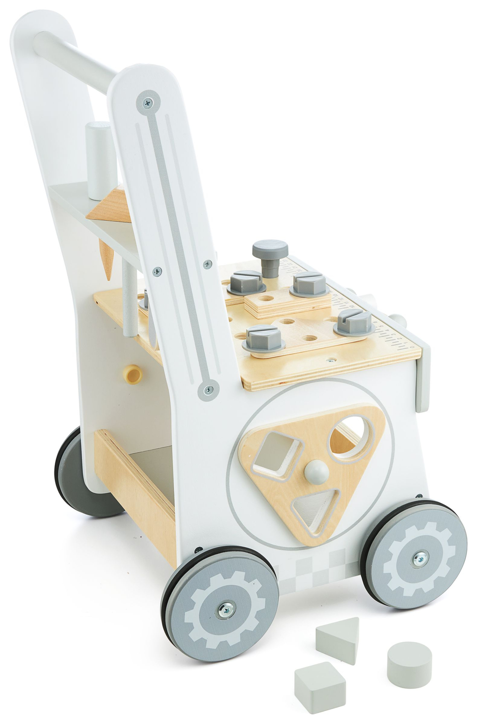 Andador de madera 3en1, empujador + taller - 47 elementos