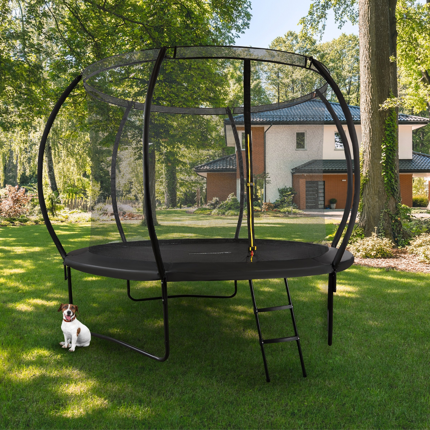 Trampolín de jardín XL para niños HyperMotion - 305 cm 10FT - con escalera y red interna - para casa y jardín