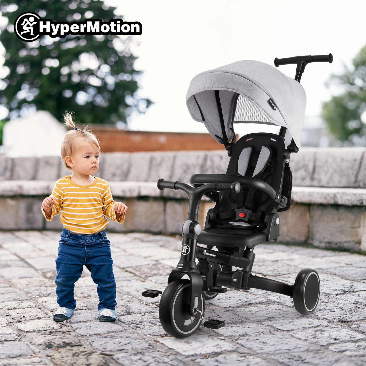 8en1 triciclo multifuncional TOBI FOREST - gris